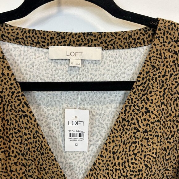NWT Banana Republic Size 12 Leopard Printed Midi Dress Tie Waist Button Down - Picture 4 of 9